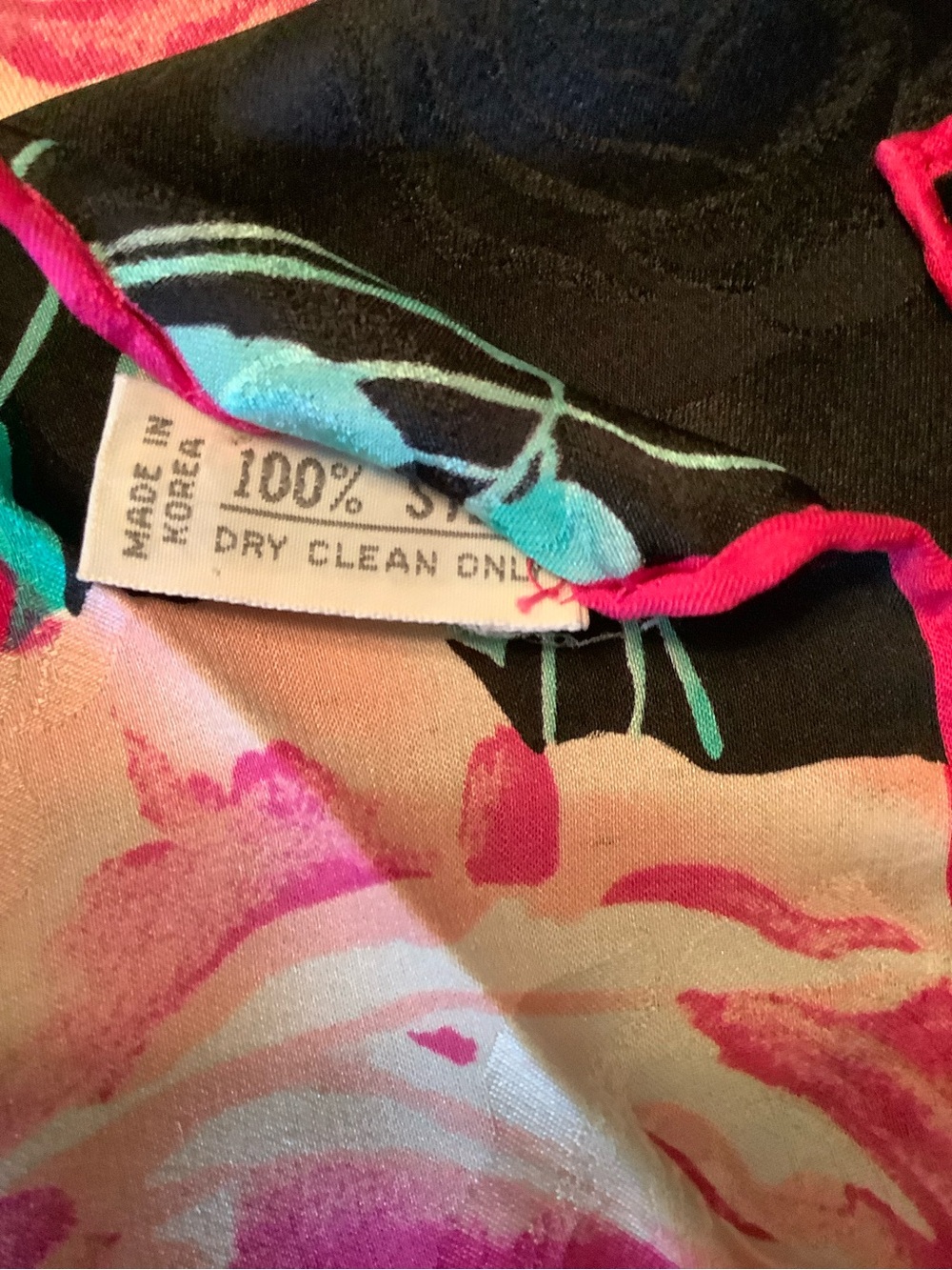 Dior Silk Floral Camisole in Black, Pink & Aqua. 36”